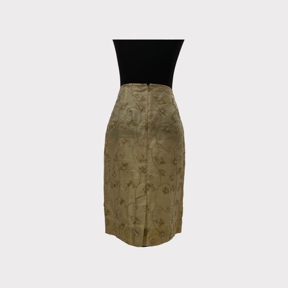 Neiman Marcus 100% Silk Pencil Skirt with Beautiful Threading Design!!! - Picture 2 of 10